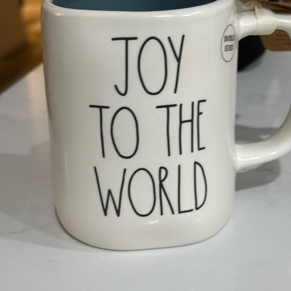 Rae Dunn White and Blue Heralding Angel “JOY TO THE WORLD” Mug NWT - Picture 2 of 8